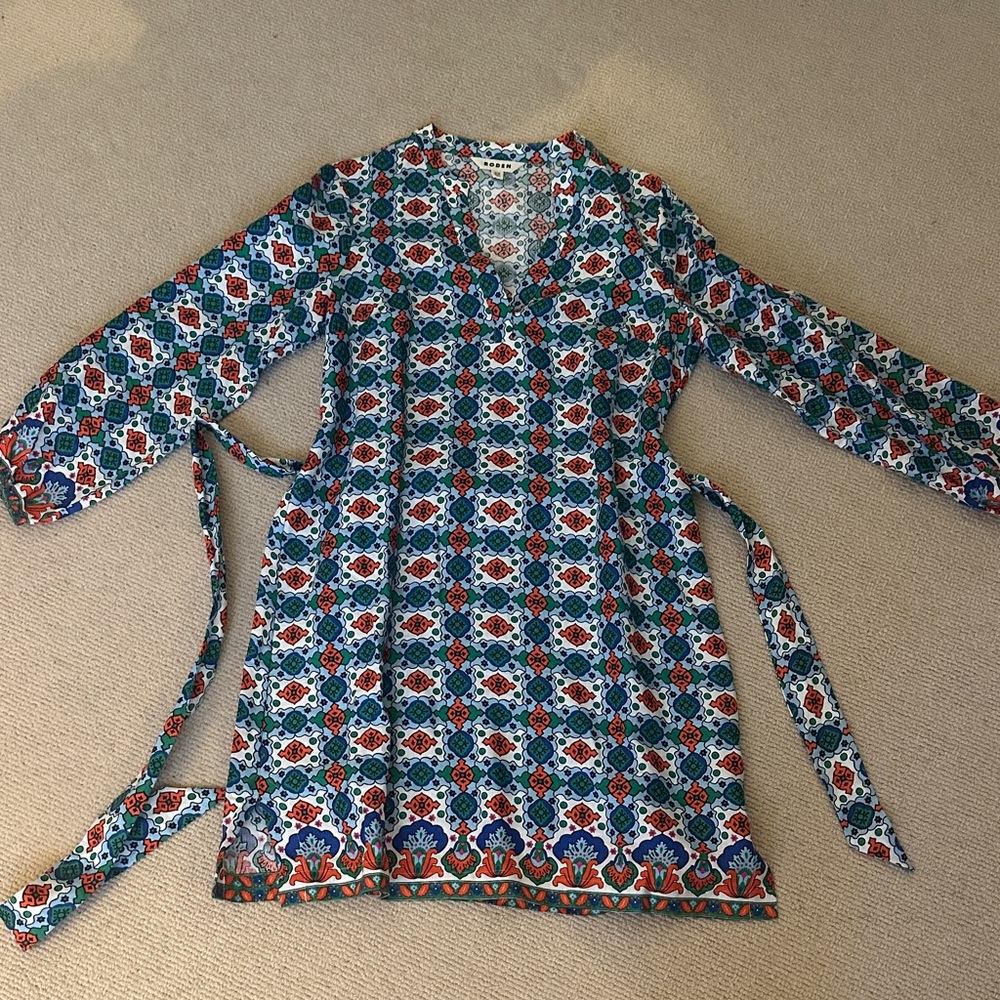 Boden Multicolor Floral Print Top in Blue, Green & Pink